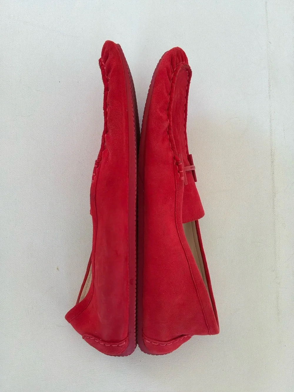 Cole Haan Red Suede Slip-On Loafers with Metal Bit